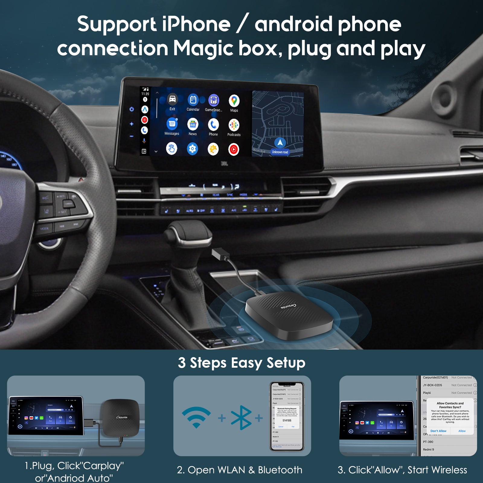 Carpuride Car Smart Stereo H02 Magic Box Adapter Wireless CarPlay