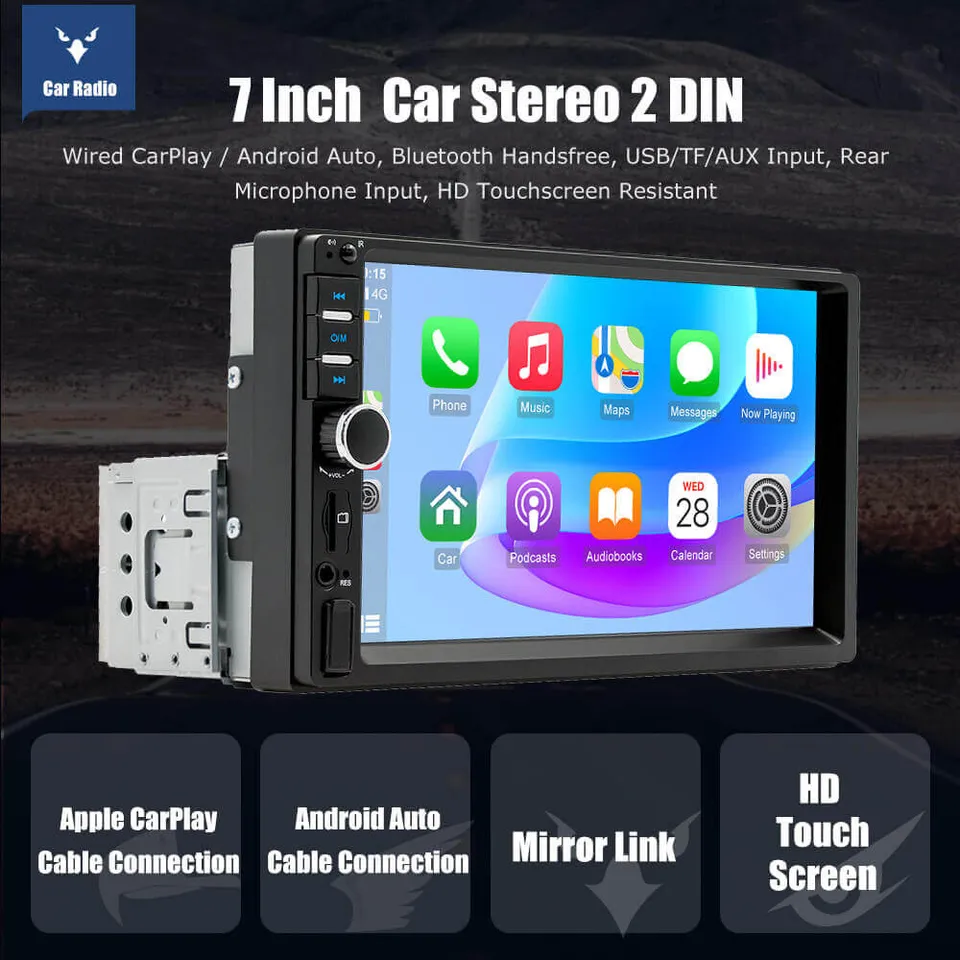 ESSGOO Car Stereo 7018B 1-DIN Autoradio CarPlay 7 Zoll