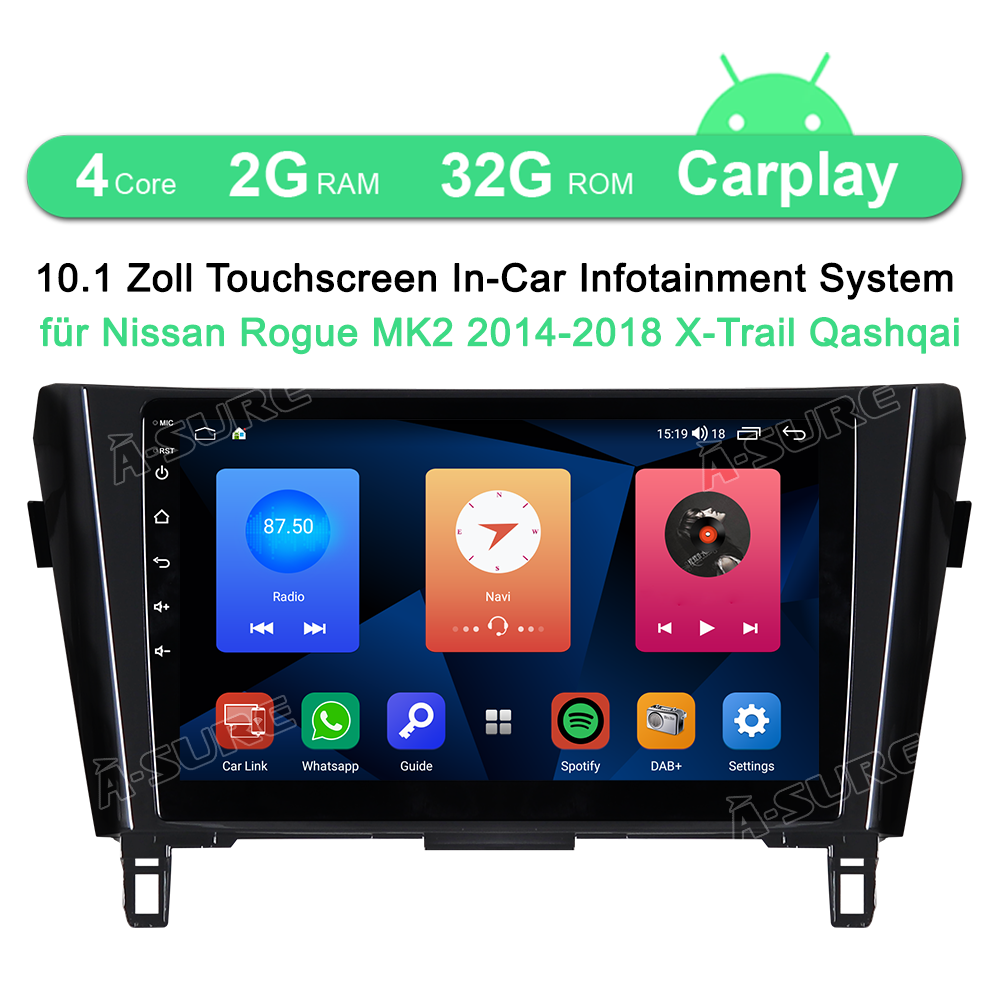 A-Sure GPS car radios Autoradio für Nissan Qashqai X-Trail 10,1 Zoll