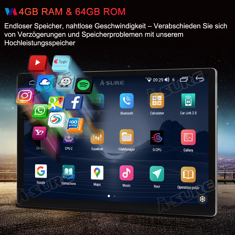 A-Sure GPS Autoradio Ducato 13,1 Zoll 4+64GB CarPlay