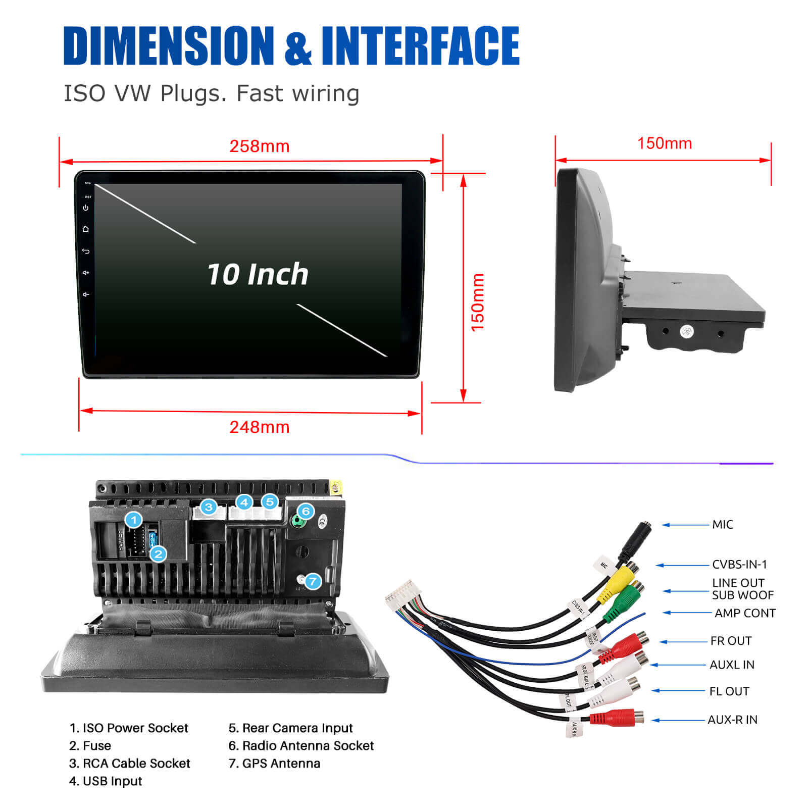 ESSGOO AR1001 Transit Custom Autoradio 10 Zoll Android