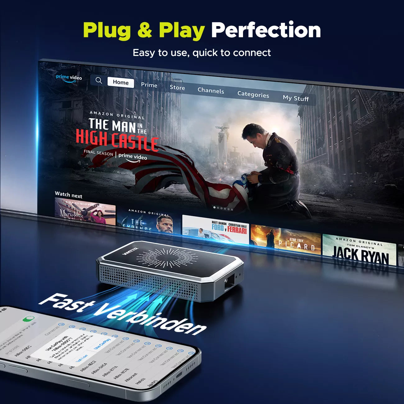 LAMTTO RC26 Wireless CarPlay AI Box mit Netflix Gemini HDMI