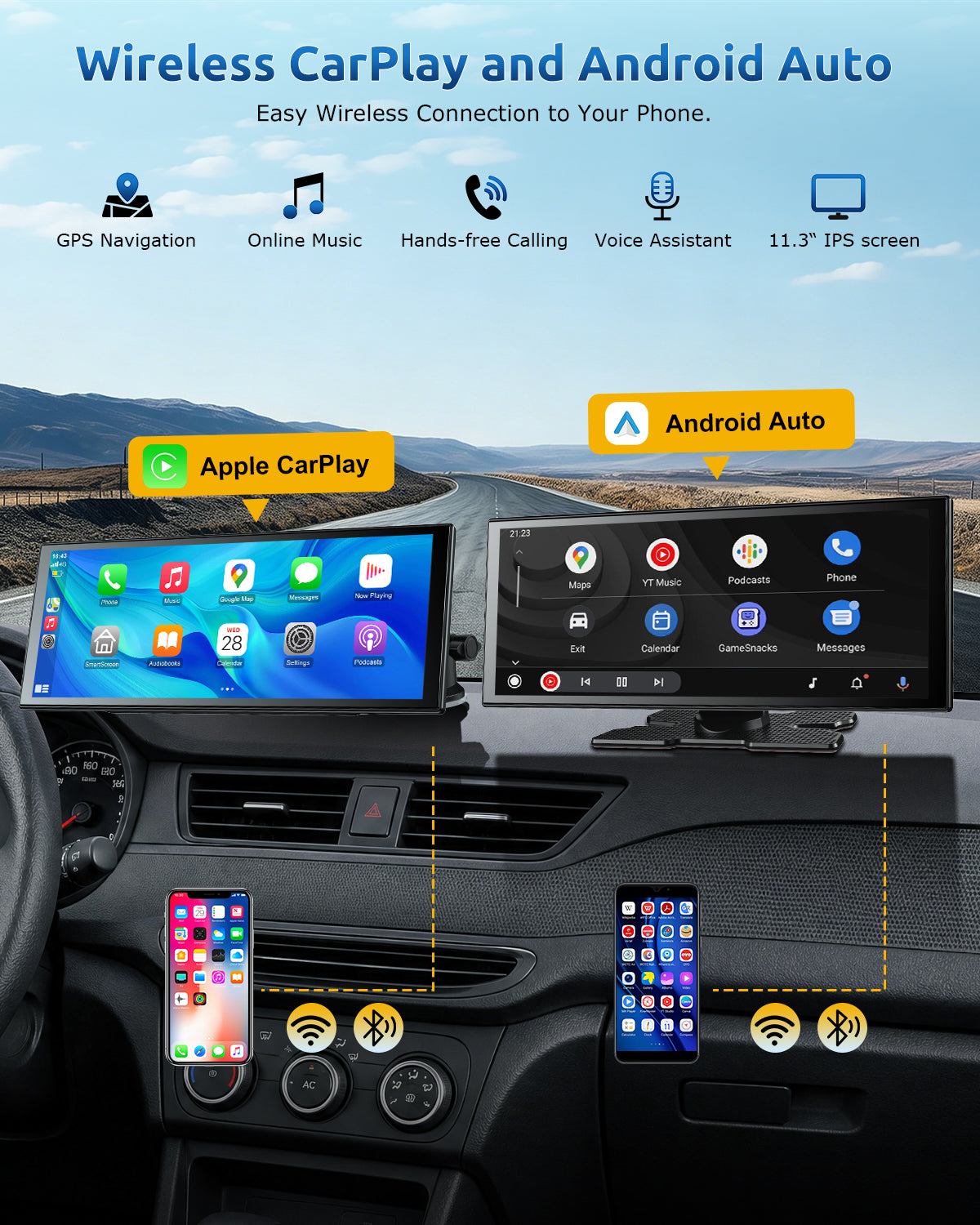 ESSGOO E72 11,3 Zoll CarPlay Display mit 4K Dashcam Standard