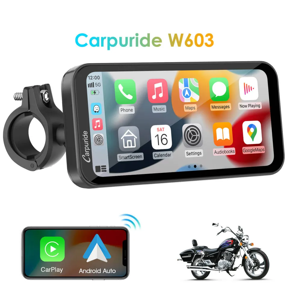 Carpuride W603 Motorrad CarPlay-Display IP67 wasserdicht