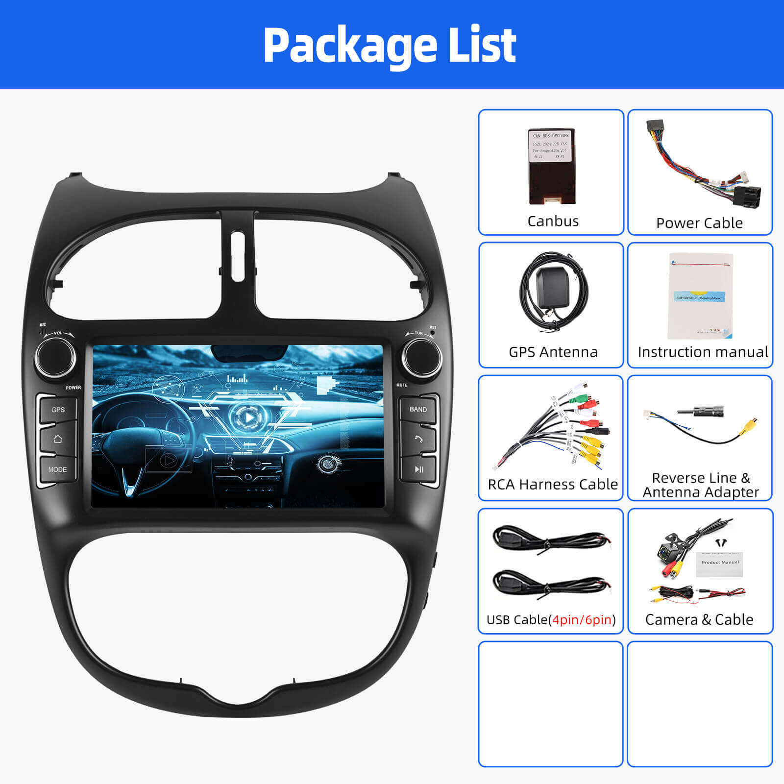 ESSGOO Car Stereo AR7001 7-Zoll Autoradio für Peugeot 206