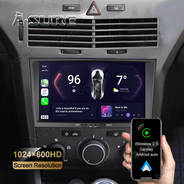 A-Sure GPS Autoradio 8 Zoll 2+32GB Android 12 für Opel Astra