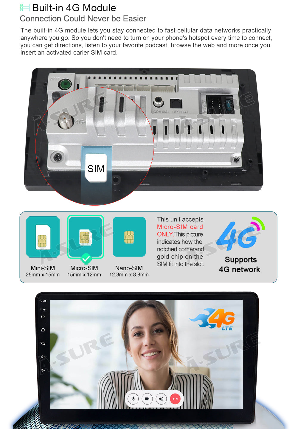 A-Sure GPS Autoradio Audi A4 6+128GB CarPlay Octa