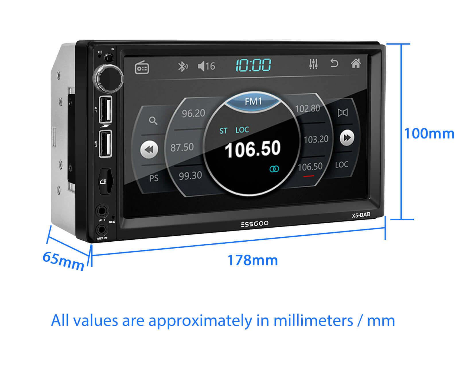 ESSGOO Car Stereo X5 2-DIN Autoradio DAB+ Bluetooth
