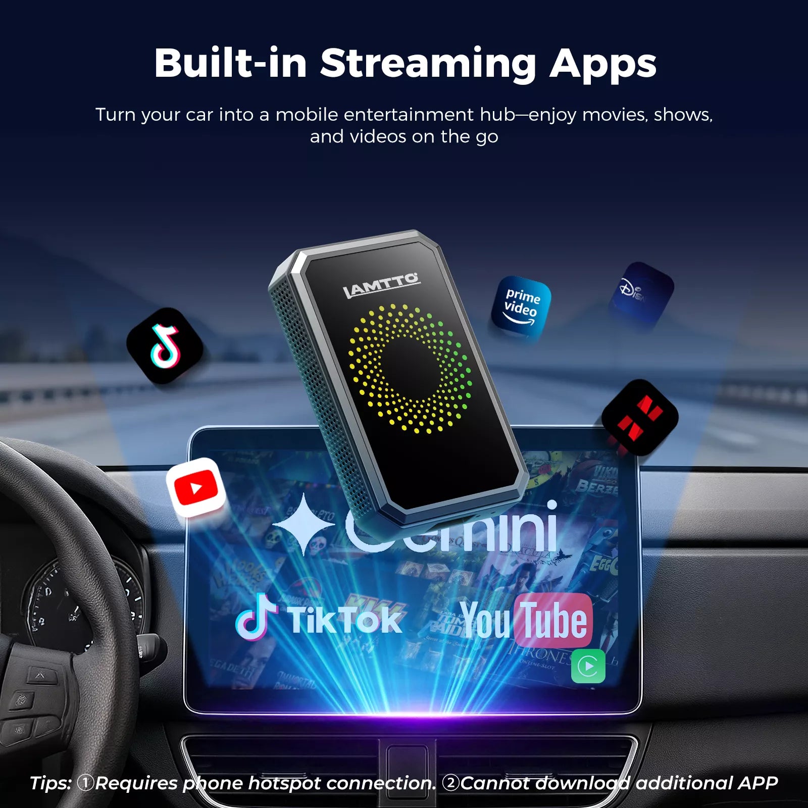 LAMTTO RC23 CarPlay Adapter Streaming Box Video 1er Pack