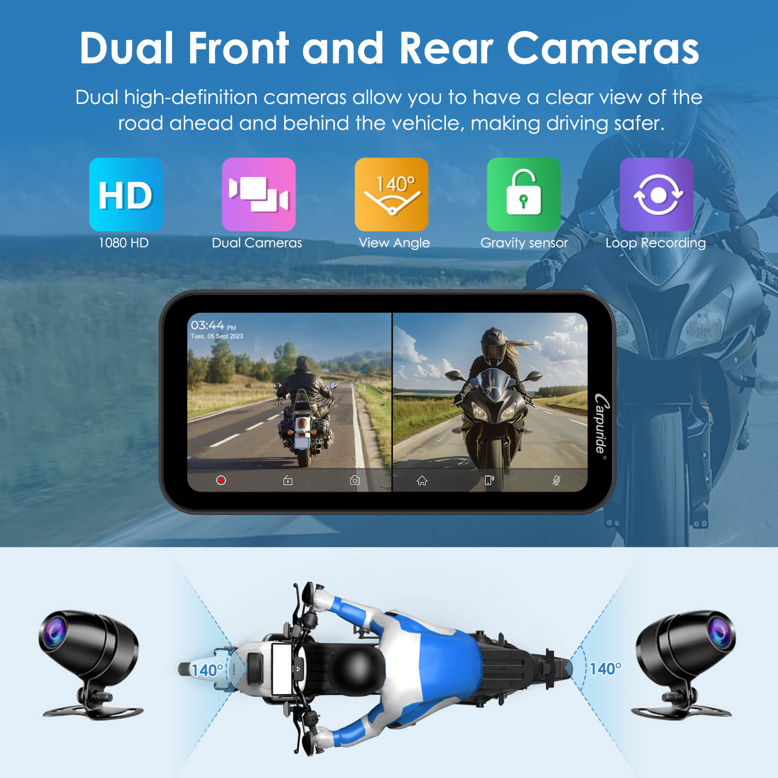 Carpuride Motorcycle Smart Stereo W603DS Motorrad-Display 6,3 Zoll