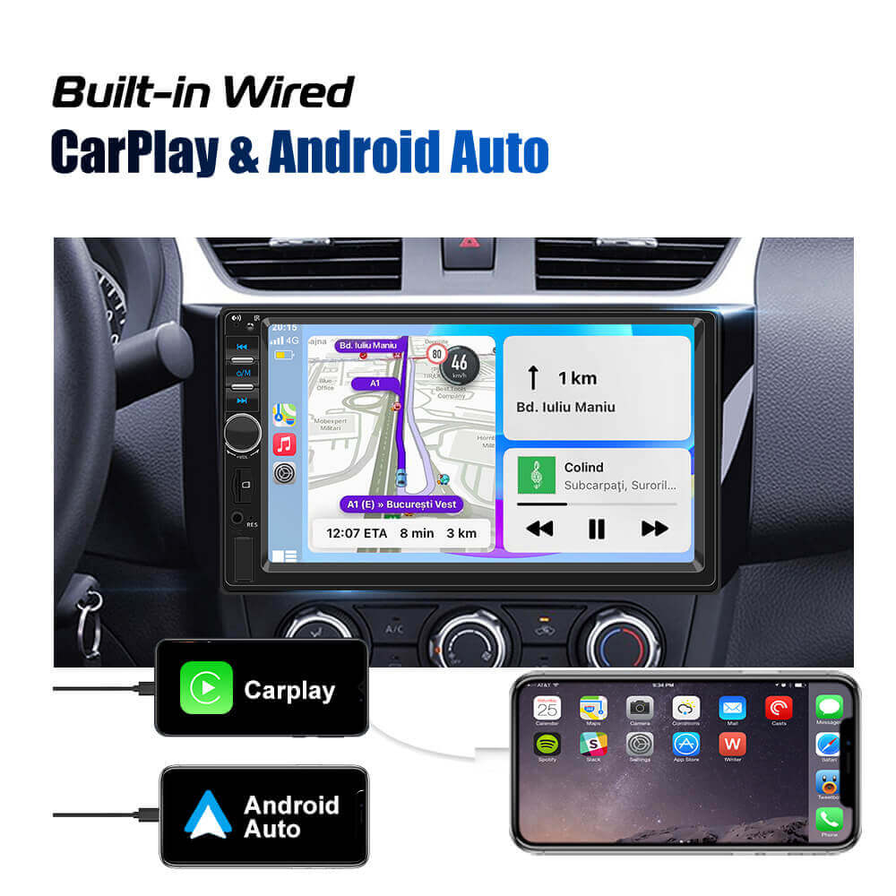 ESSGOO Car Stereo 7018B 1-DIN Autoradio CarPlay 7 Zoll