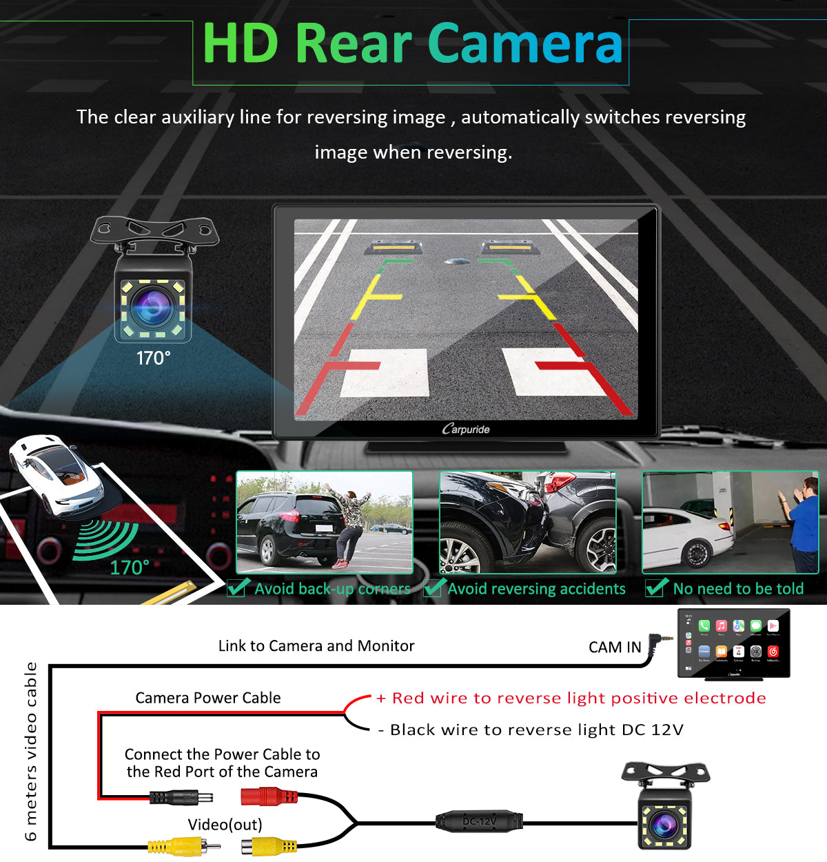 Carpuride Car Smart Stereo Display 9 Zoll Rückfahrkamera