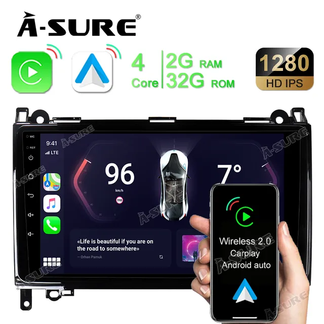 A-Sure GPS Autoradio 9 Zoll Mercedes W169 W245 W639 Android