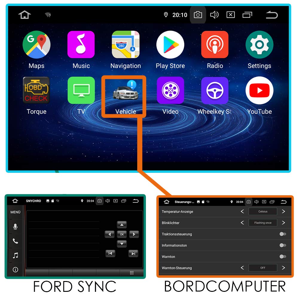 TAFFIO Ford Focus Autoradio 8 Zoll Touchscreen Android Navigation