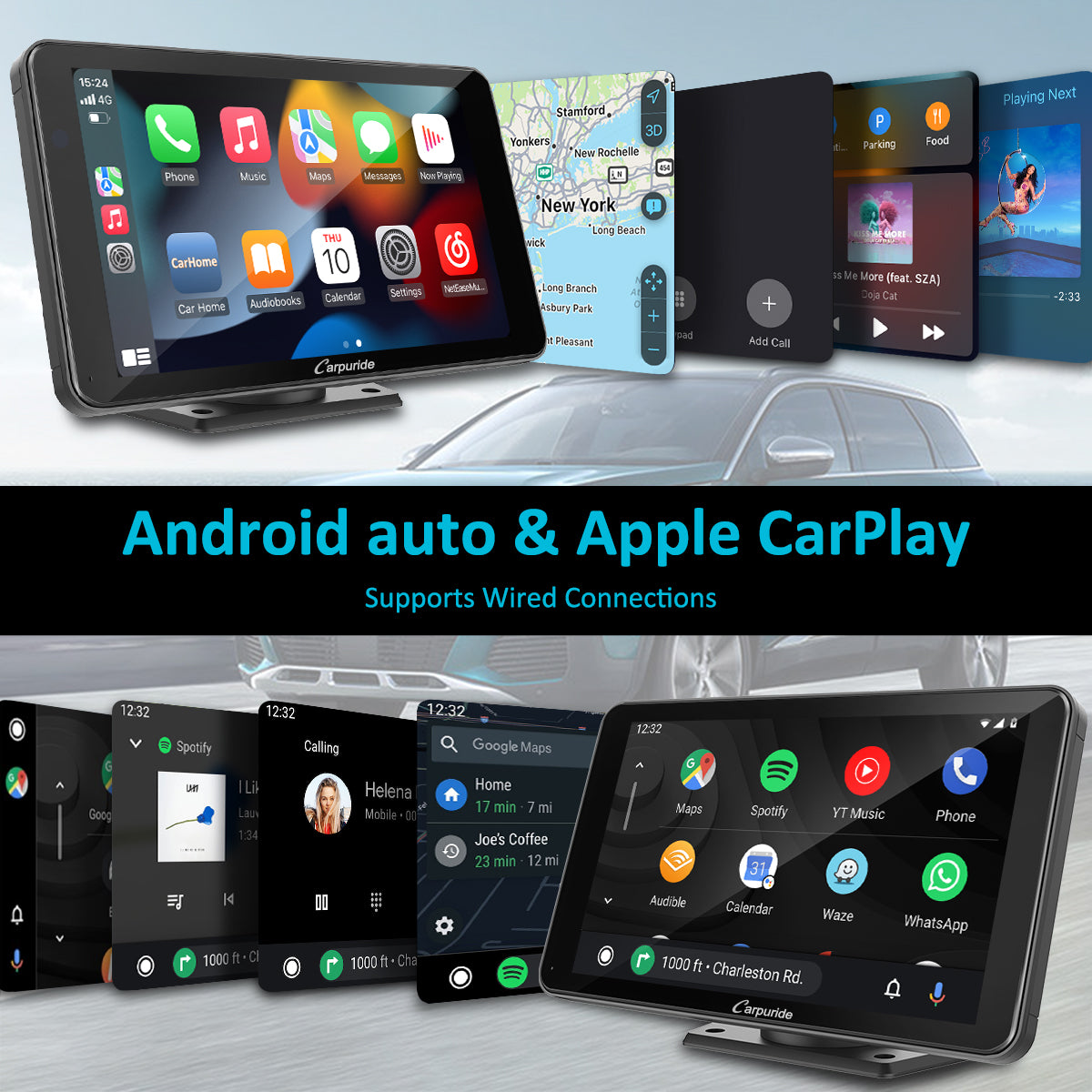 Carpuride Car Smart Stereo Display 7 Zoll CarPlay mit Rückfahrkamera