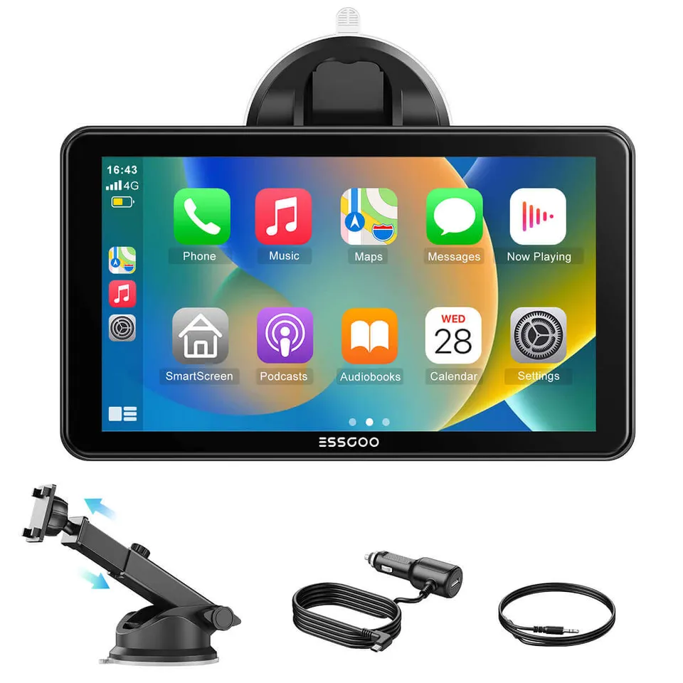 ESSGOO Portable CarPlay 743CP 7 Zoll CarPlay-Display Wireless