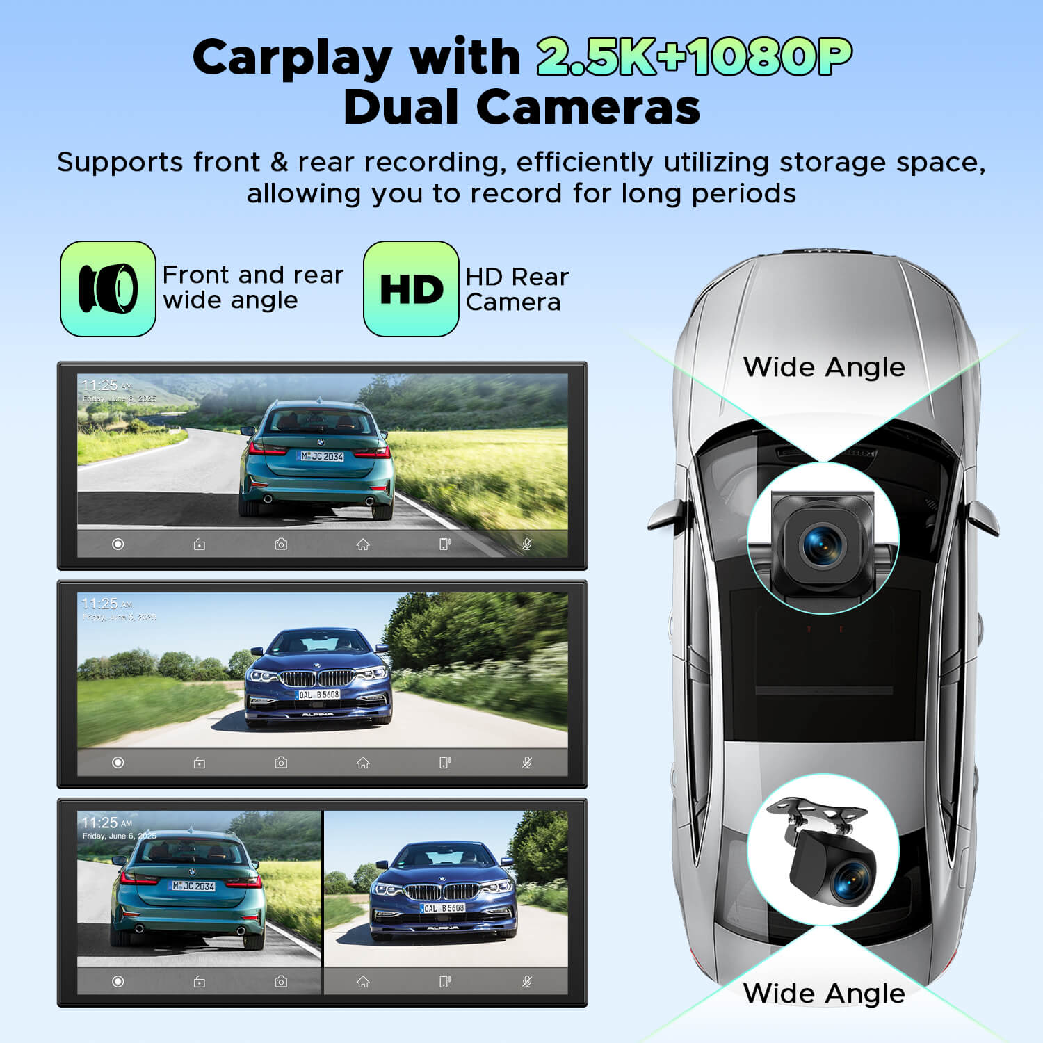 LAMTTO Carplay RC28 10,25 Zoll CarPlay-Display 2.5K Dashcam
