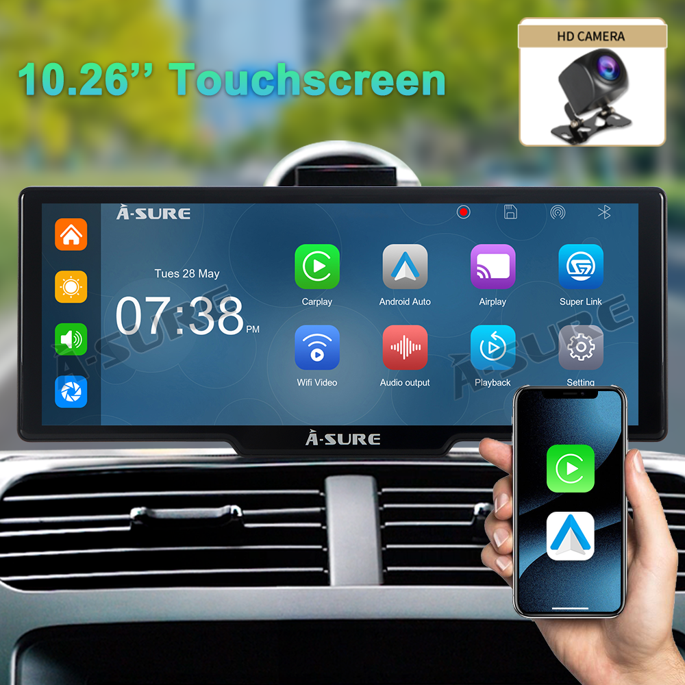 A-Sure Radio accessories 10,26 Zoll CarPlay-Display 4K Dashcam