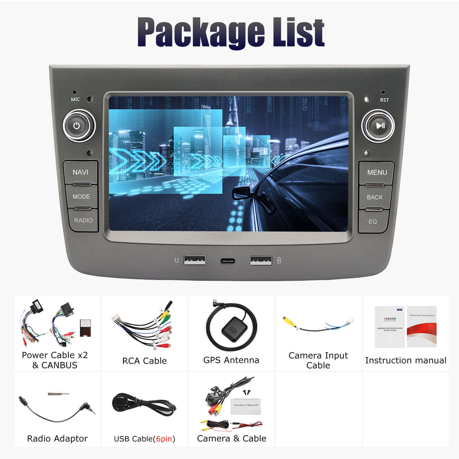 ESSGOO Car Stereo AR7005 Autoradio 7 Zoll für Alfa Mito