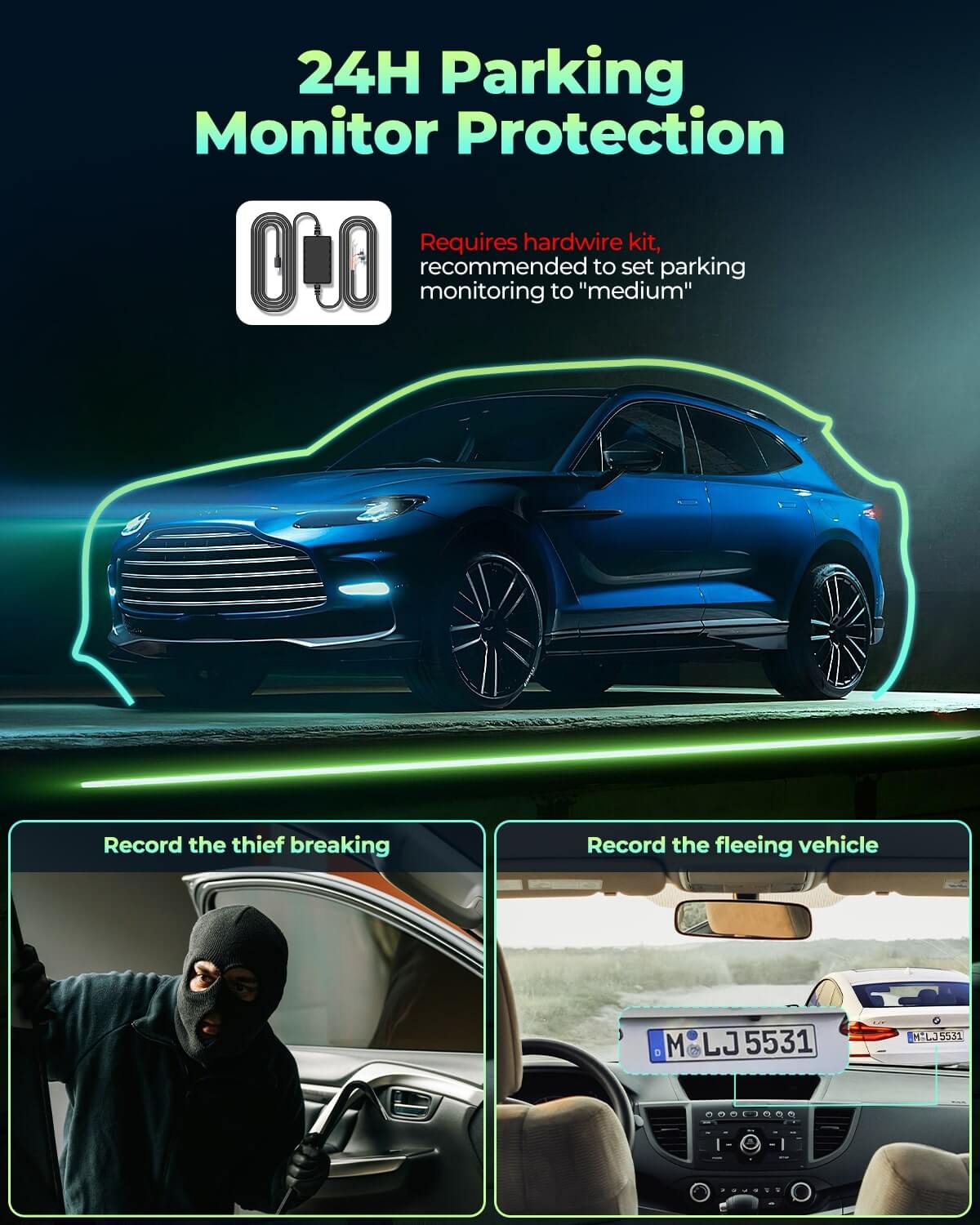 LAMTTO DC21 4-Kanal 1080P Dashcam 360 Grad mit 128GB Karte