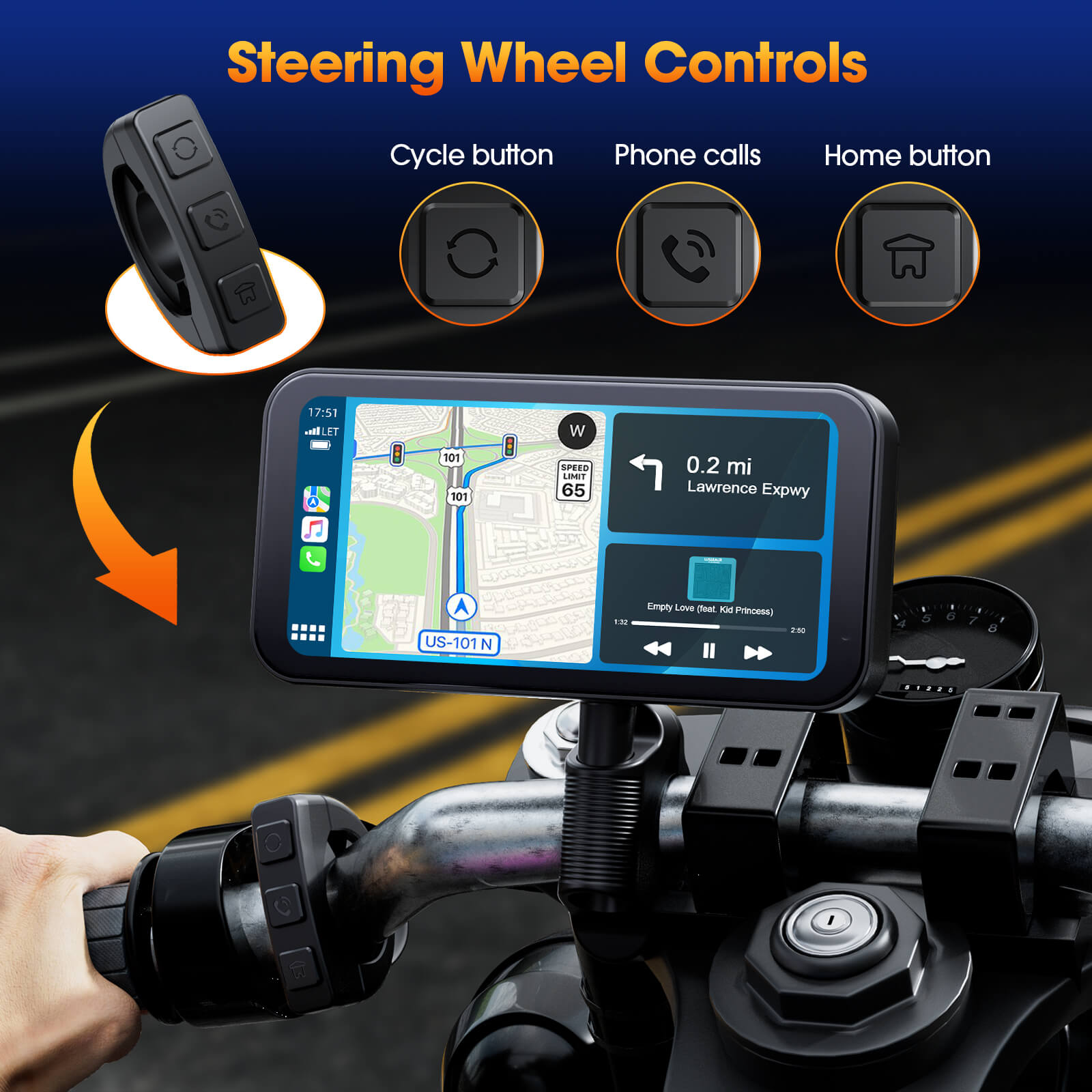 LAMTTO Carplay RC15 6,25 Zoll Motorrad CarPlay-Display