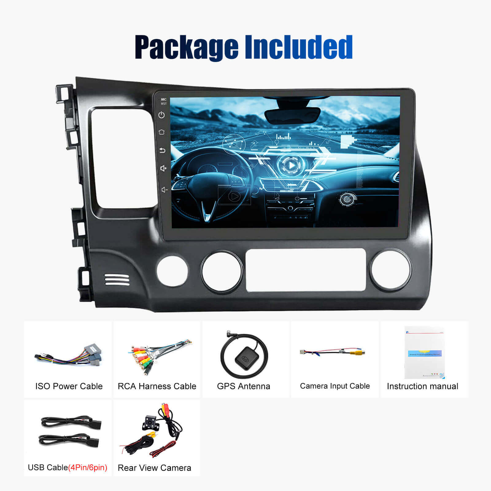 ESSGOO Car Stereo Civic Autoradio 10 Zoll Standard