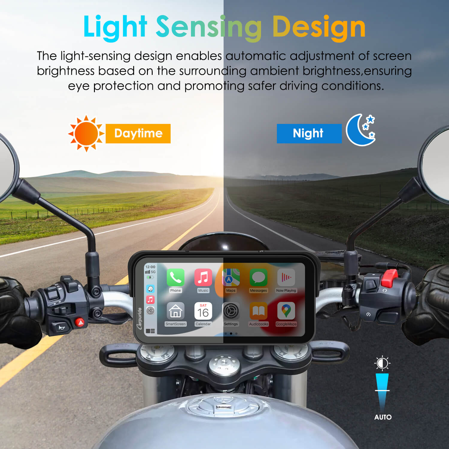 Carpuride W603 Motorrad CarPlay-Display IP67 wasserdicht