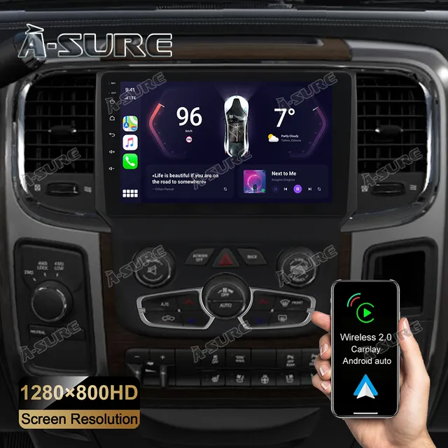 A-Sure GPS Dodge Ram 9 Zoll Autoradio Android 12 2+32GB