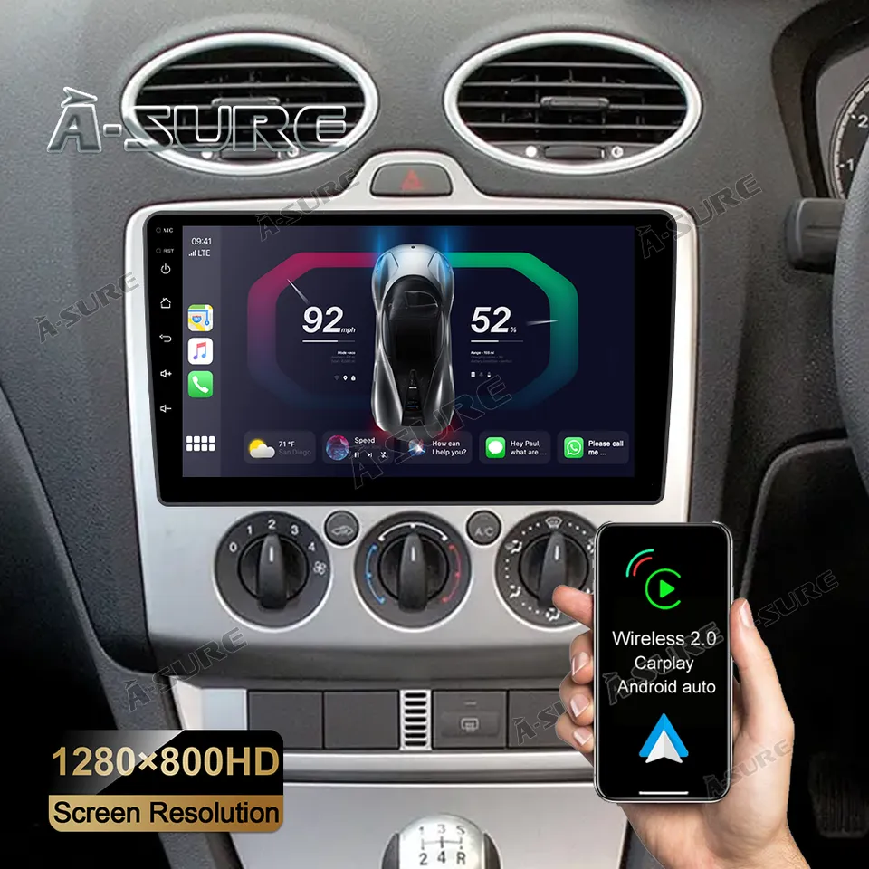 A-Sure GPS car radios 9 Zoll Android 12 Autoradio Ford Focus 2+32GB