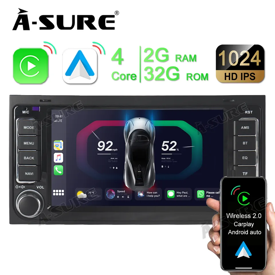 A-Sure GPS Autoradio für VW T5 7-Zoll 32GB CarPlay