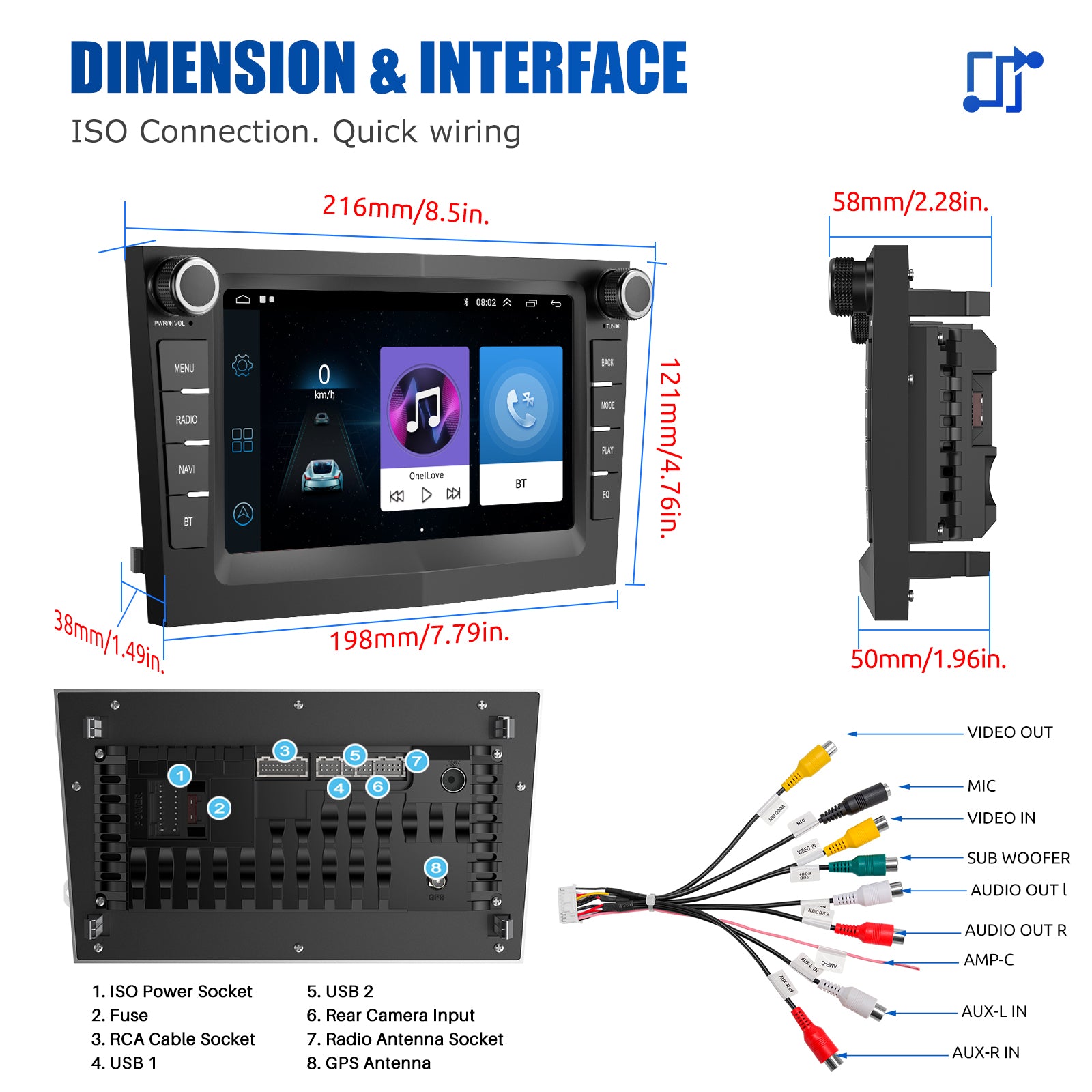 ESSGOO Car Stereo AZ0001 7 Zoll Android Autoradio für Opel