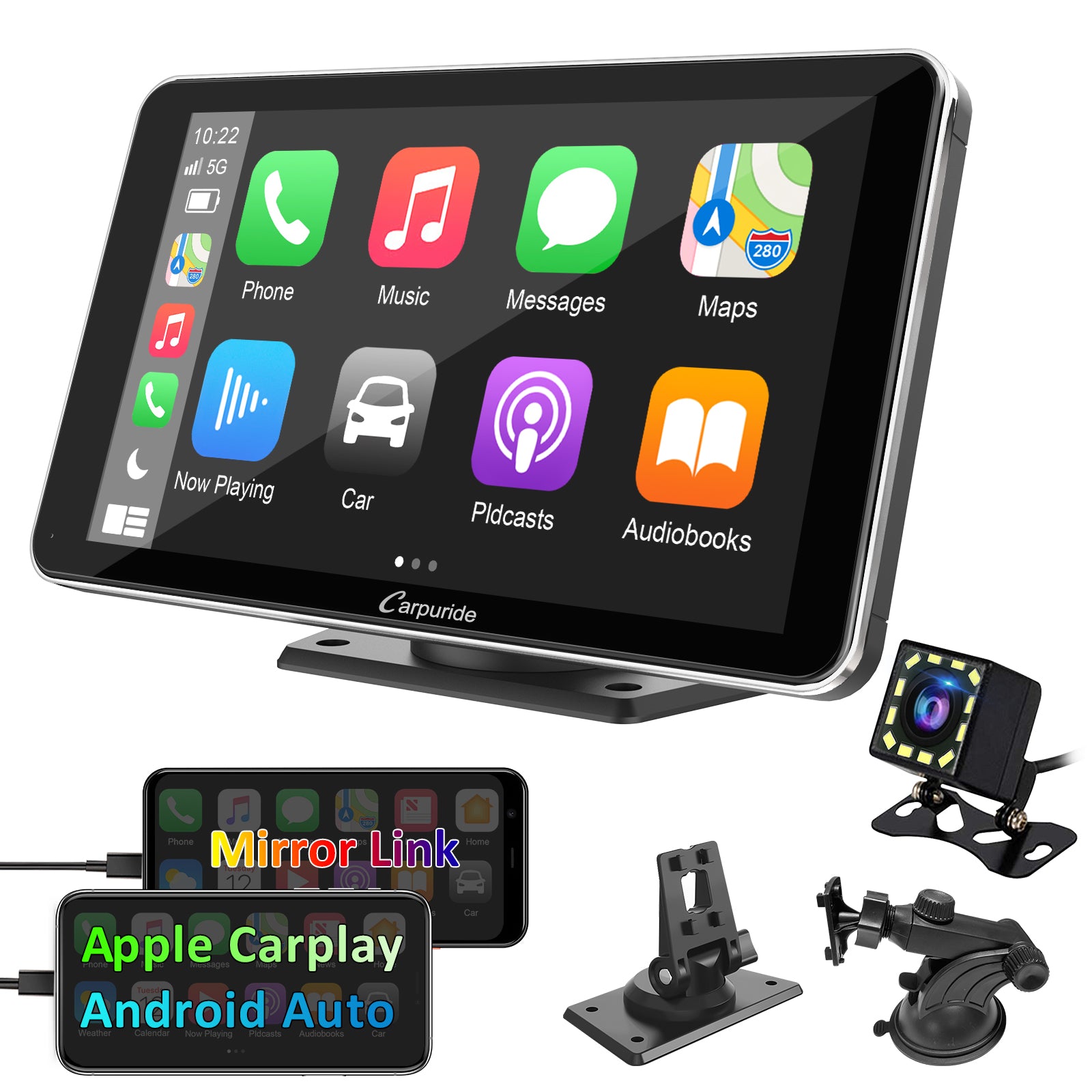 Carpuride Car Smart Stereo 7 Zoll Autoradio Touchscreen Silber