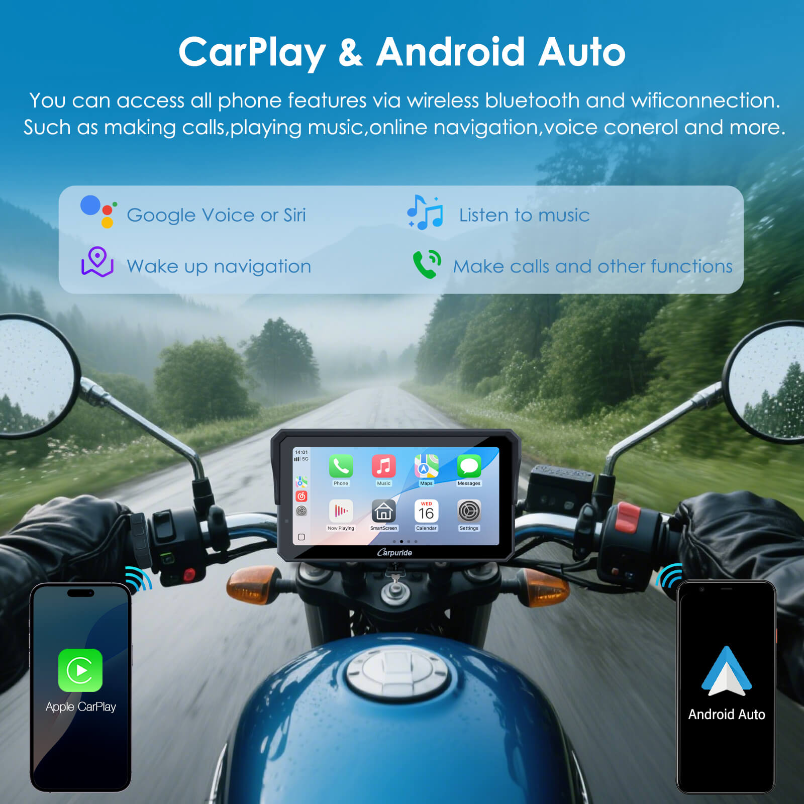 Carpuride W602S Pro CarPlay-Display 6 Zoll Motorrad ohne TPMS