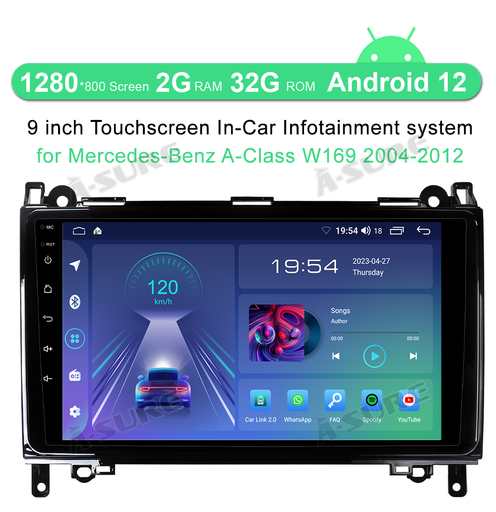 A-Sure GPS Autoradio Mercedes Sprinter 9-Zoll 32GB
