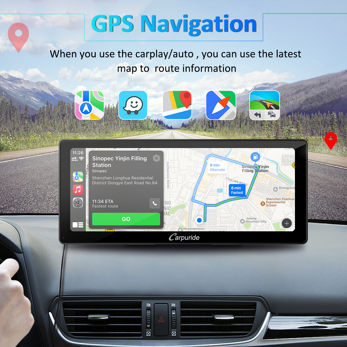 Carpuride W103 Pro CarPlay-Display 10,3 Zoll mit Rückfahrcam