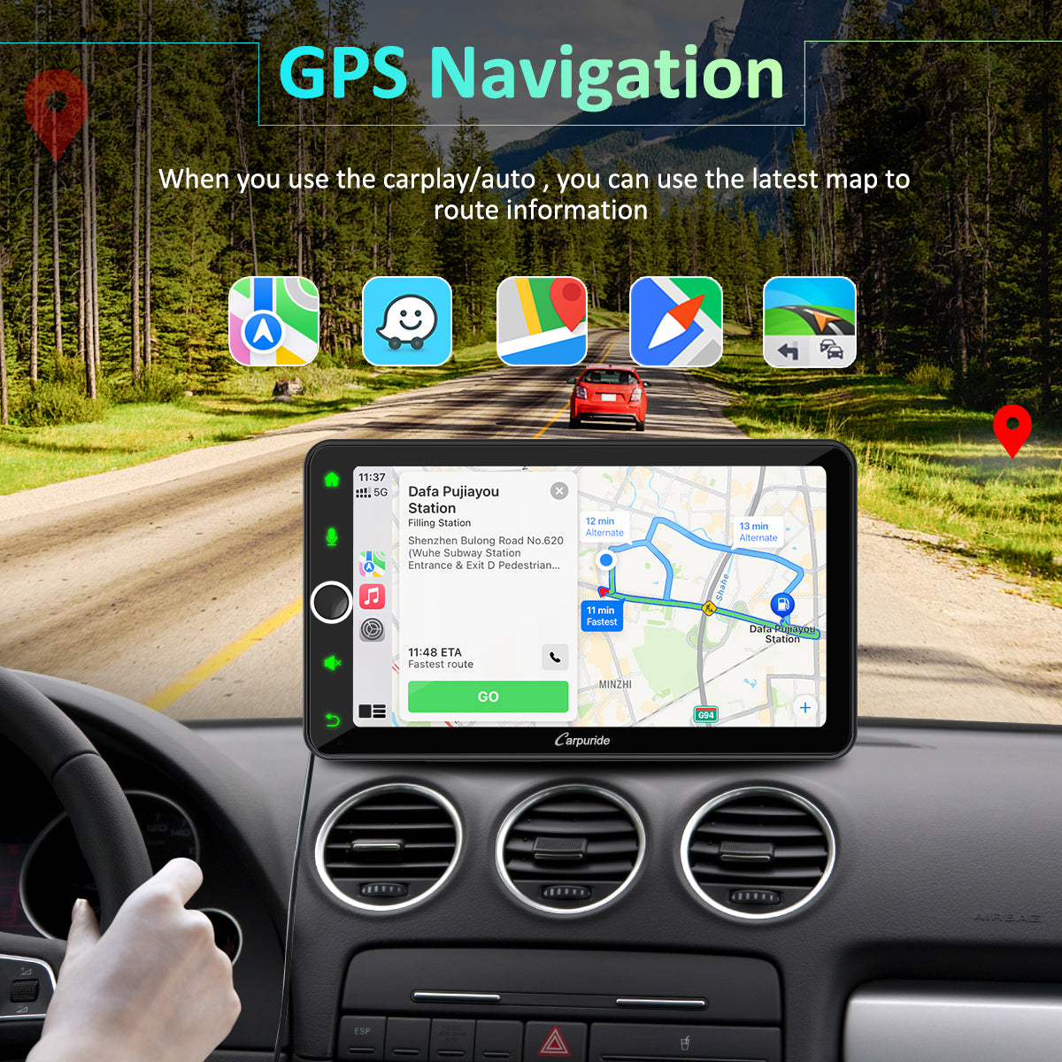 Carpuride W706 Autoradio 7 Zoll CarPlay mit Lenkradsteuerung