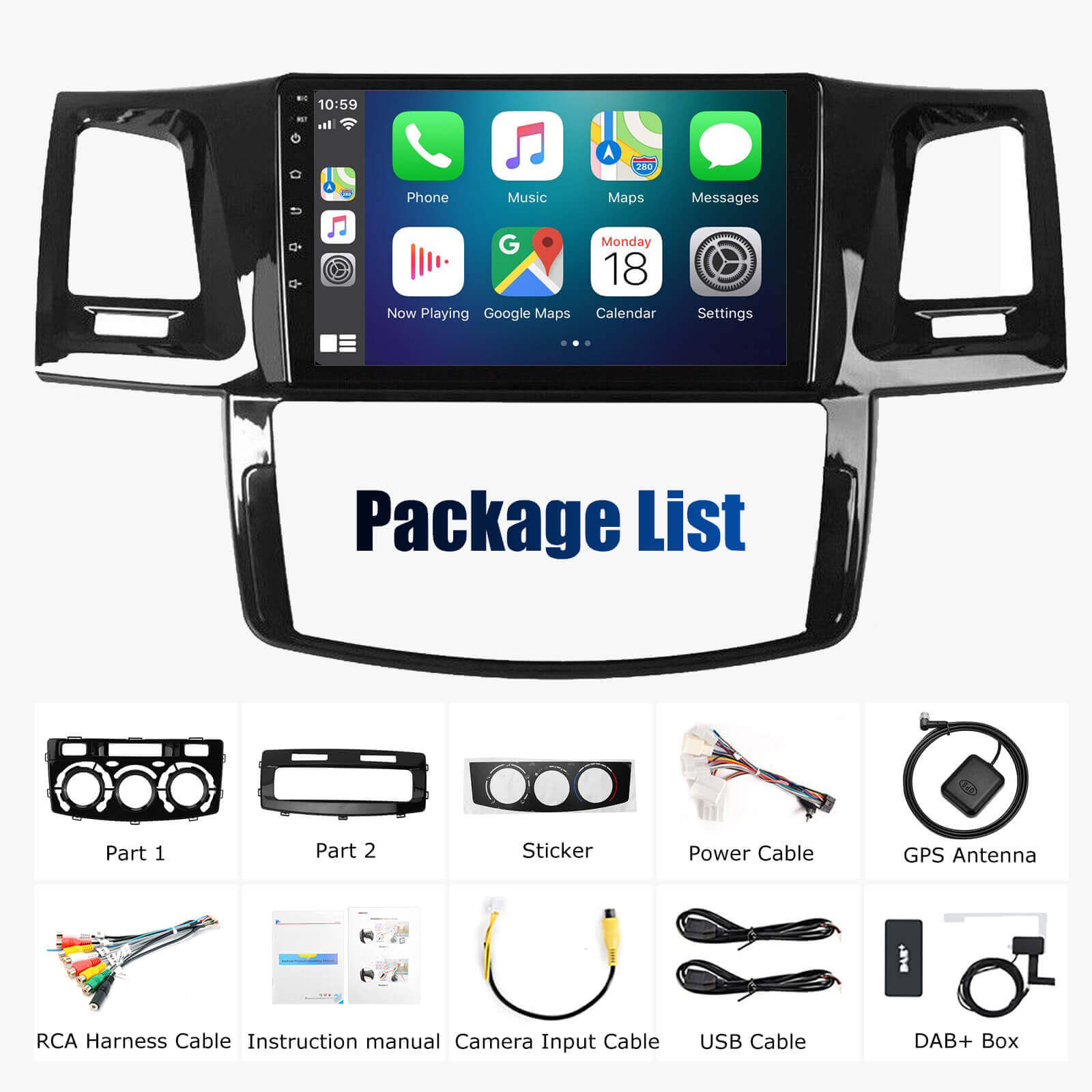 ESSGOO Autoradio 9 Zoll für Toyota Hilux CarPlay Standard