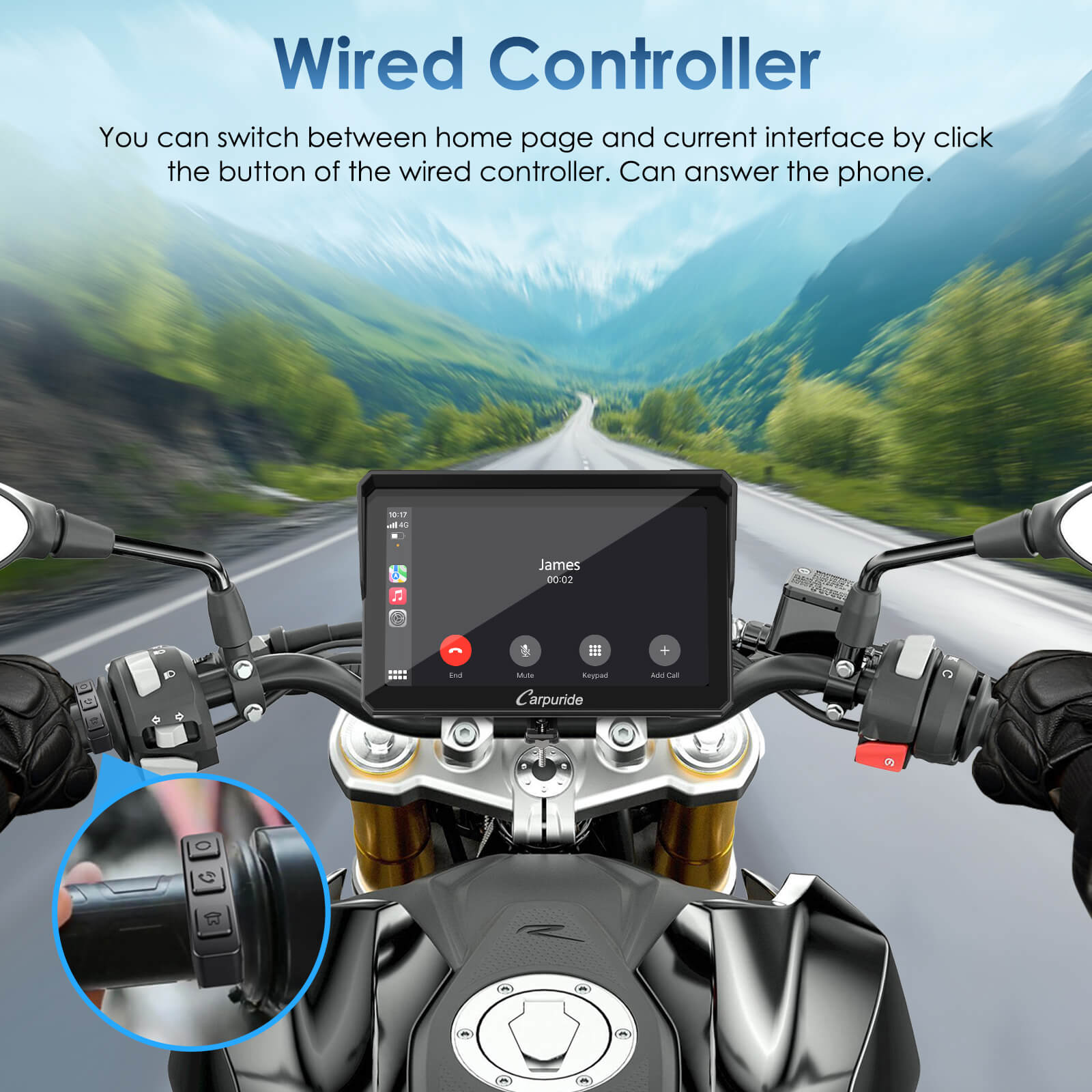 Carpuride W702S Pro Motorrad CarPlay-Display 7 Zoll TPMS