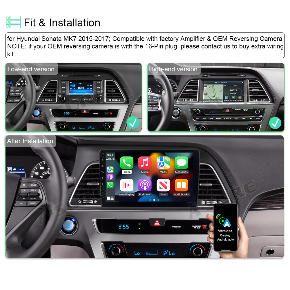 A-Sure GPS car radios 9 Zoll Autoradio Sonata MK7 2+32GB Android