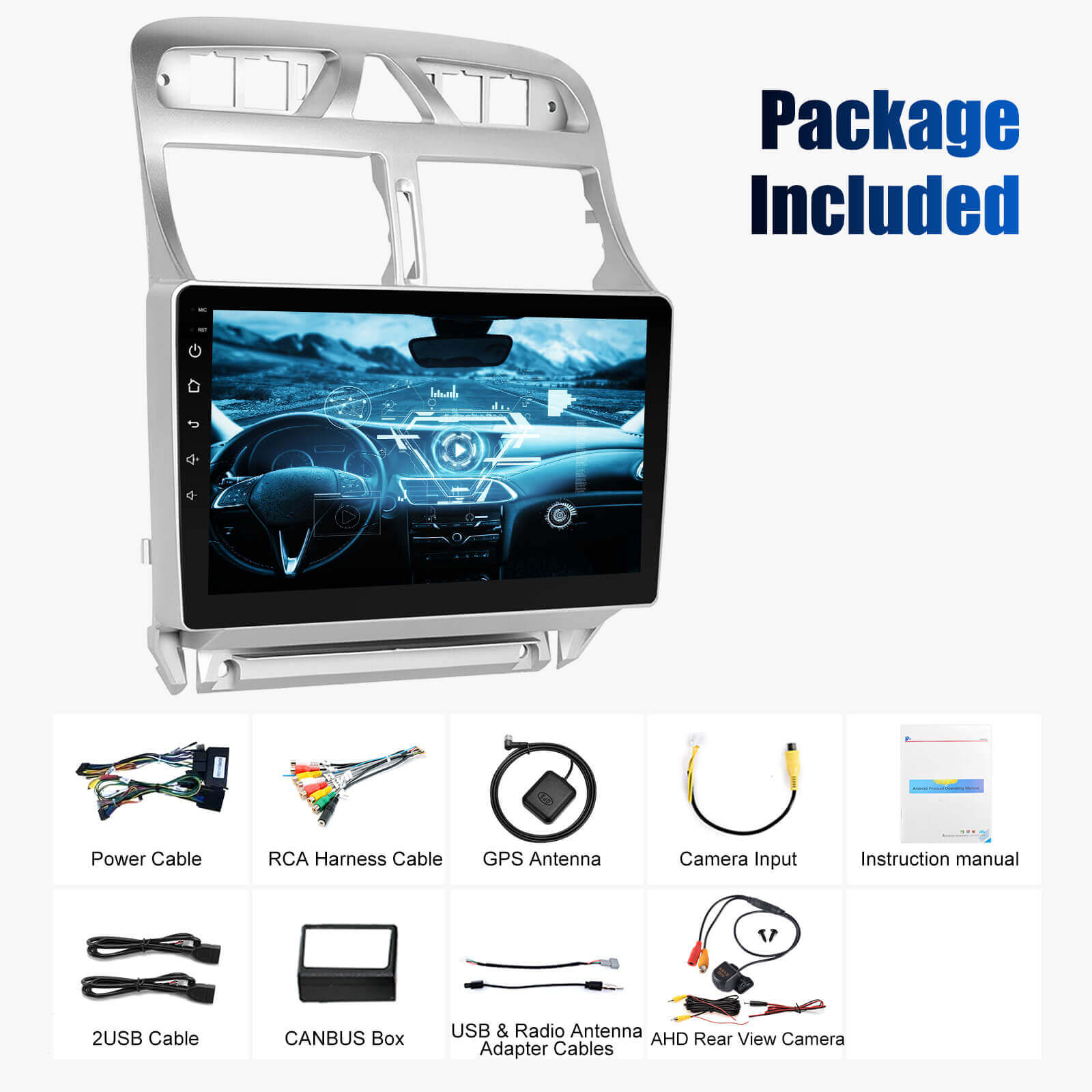 ESSGOO Peugeot 307 Autoradio 2007-2013 CarPlay Lenkrad