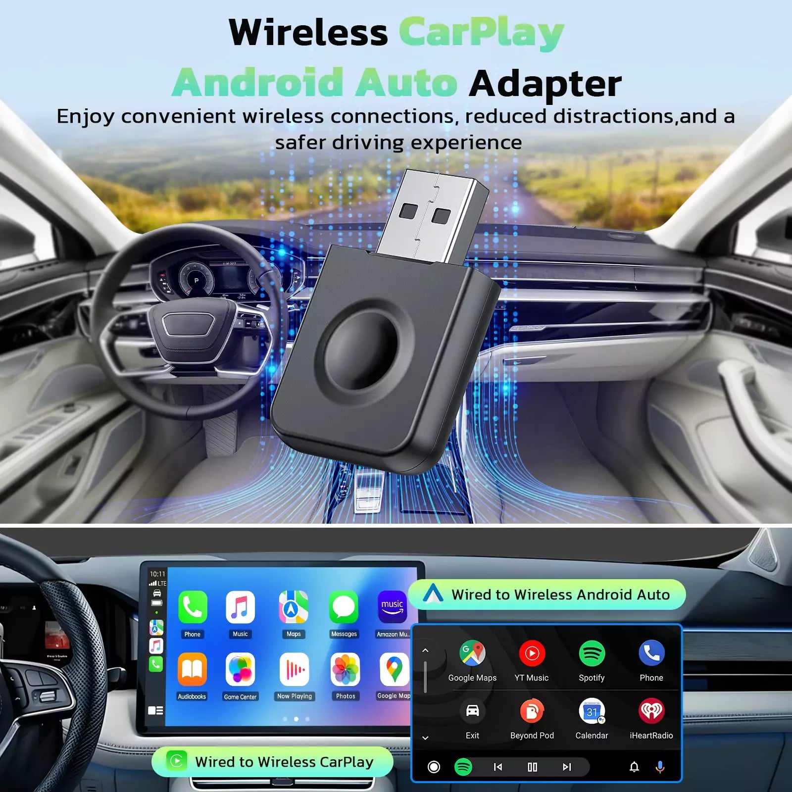 LAMTTO RC24 Adapter Wireless CarPlay Android mit OTA