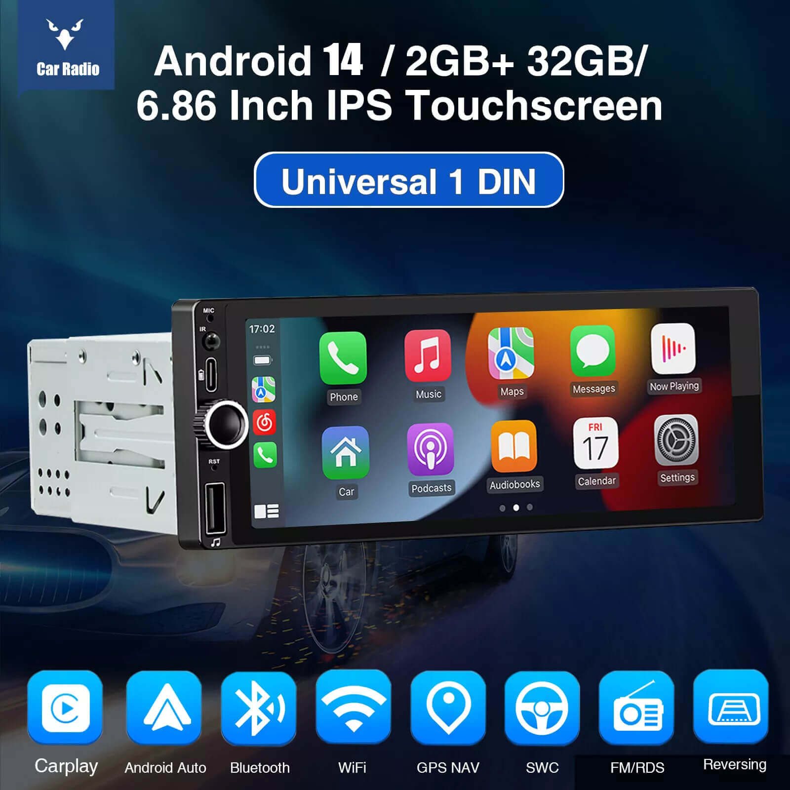 ESSGOO SWM686 1 DIN Autoradio MP5 Player Bluetooth