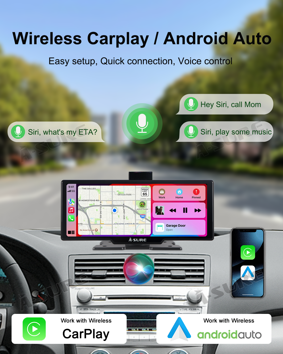 A-Sure Radio accessories 10,26 Zoll CarPlay-Display 4K Dashcam