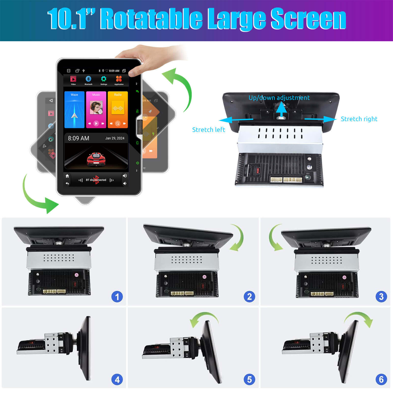 ESSGOO AR1001 Single DIN Autoradio MP5 Player Display