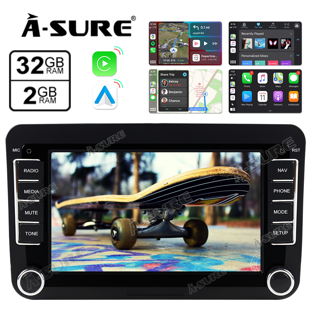 A-Sure GPS Autoradio VW Golf 7 Zoll 2+32GB CarPlay
