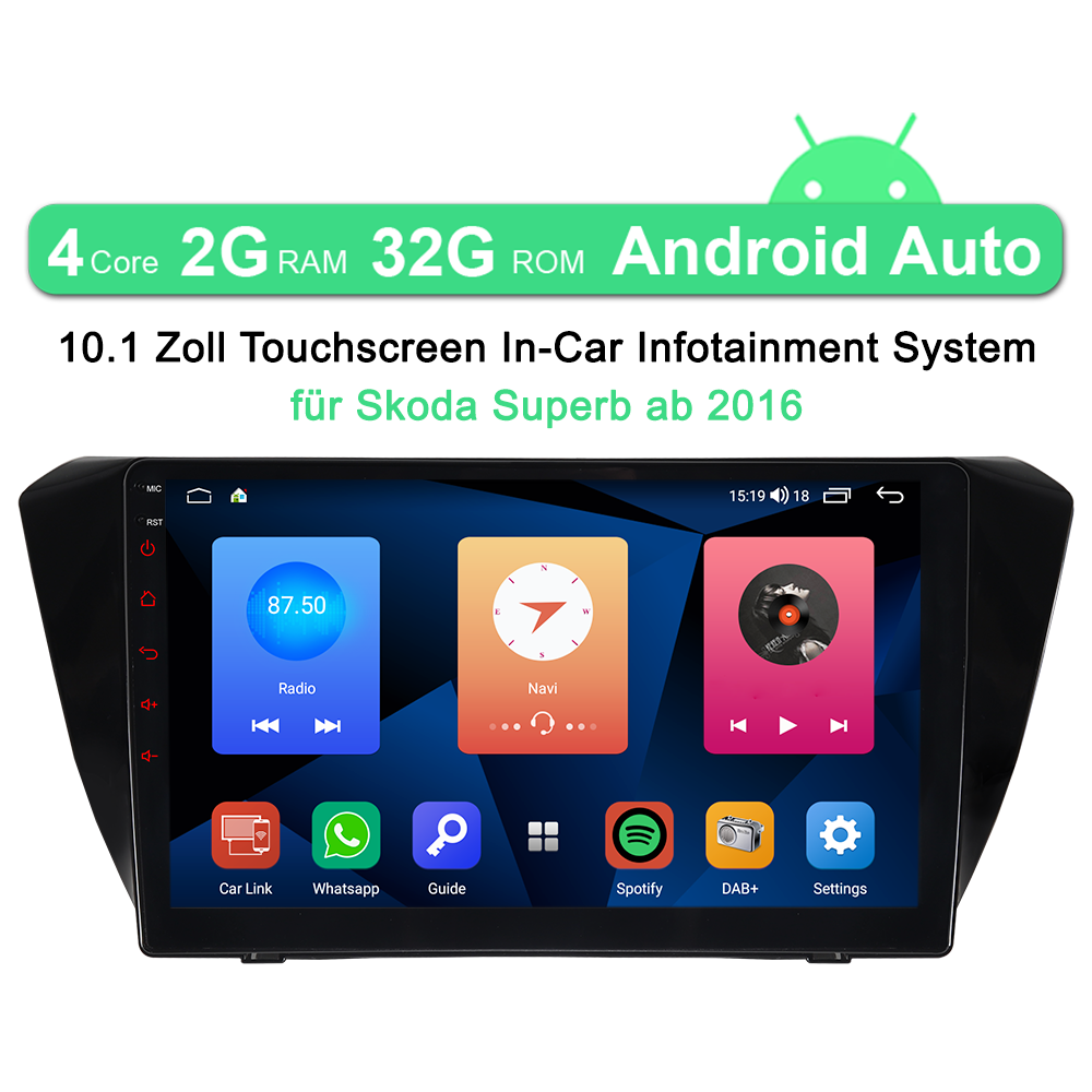A-Sure Autoradio 9 Zoll Skoda Superb ab 2016 2+32GB Carplay