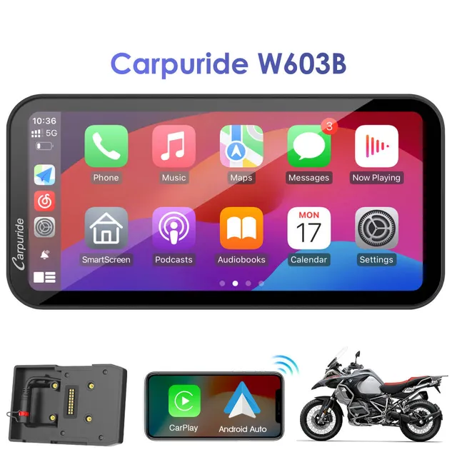 Carpuride W603B Motorrad CarPlay-Display BMW IP67 Controller