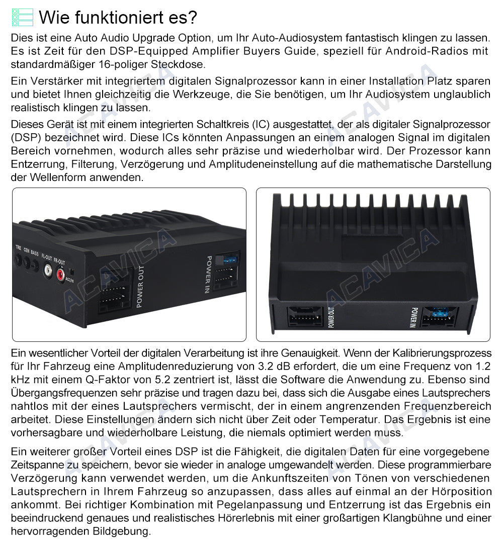 A-Sure Radio Accessories Verstärker 16-Pin Chinch Subwoofer