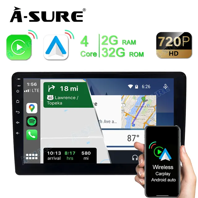 A-Sure Autoradio 10,1 Zoll VW Golf 6 Passat 2+32GB Carplay
