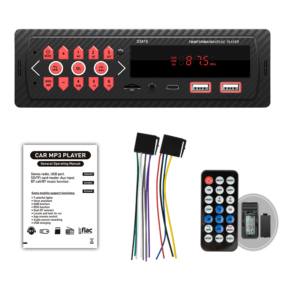 ESSGOO Car Stereo D3410 1 DIN Autoradio MP3 FM USB
